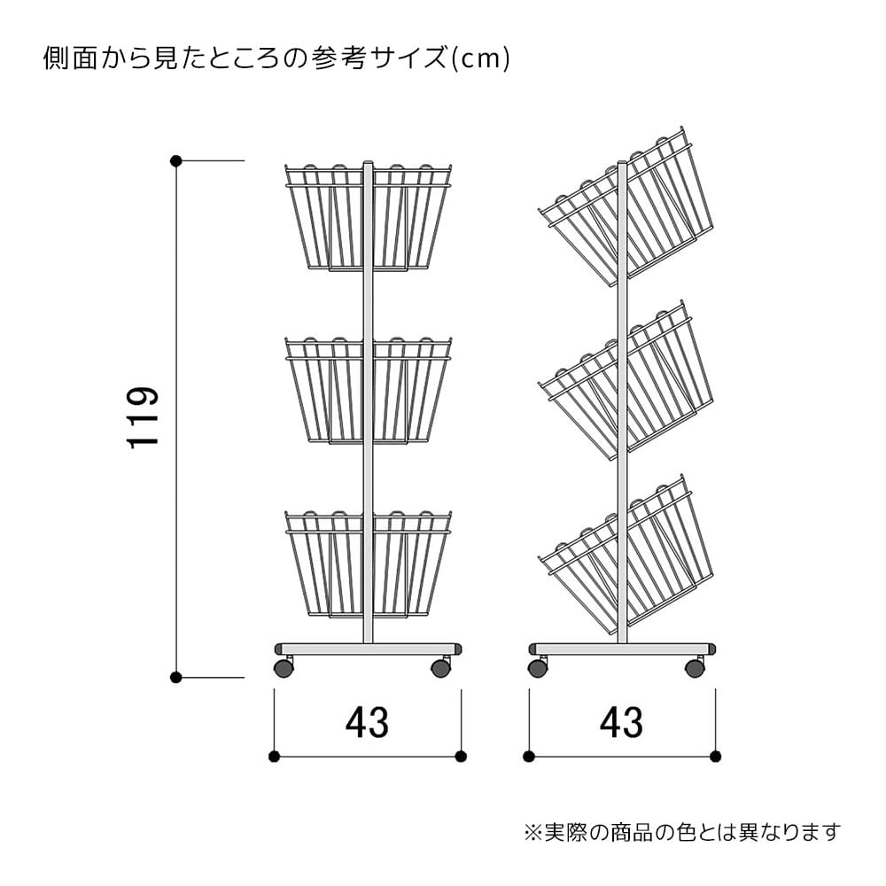 丸型投げ込みバスケット 3段〔ストエキオリジナル〕 ホワイト