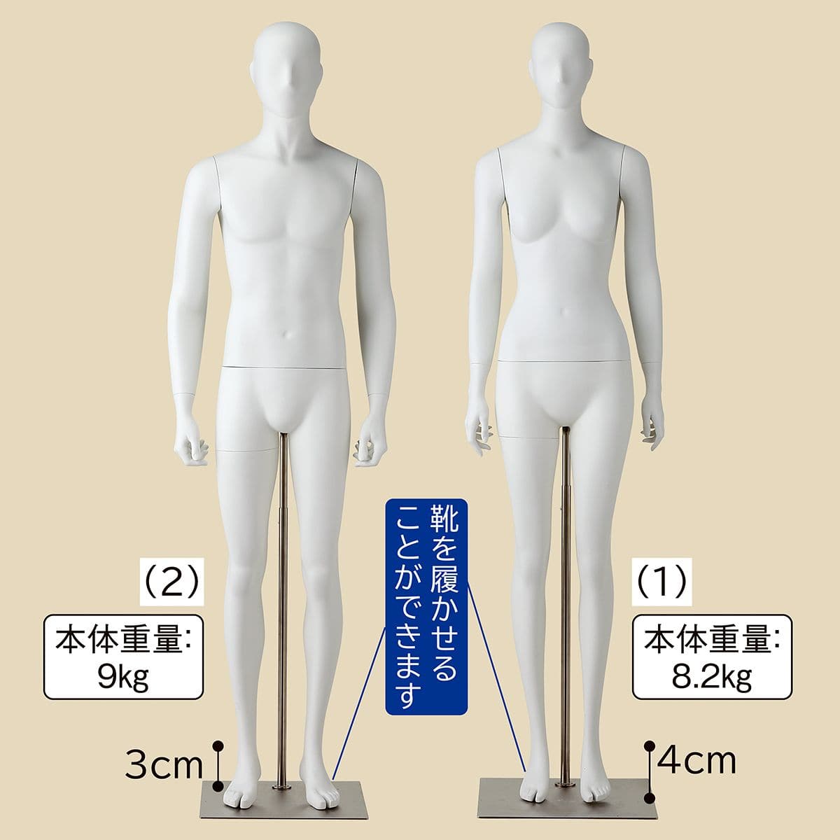 全身腰受けリアルマネキン直立〔ストエキオリジナル〕 婦人
