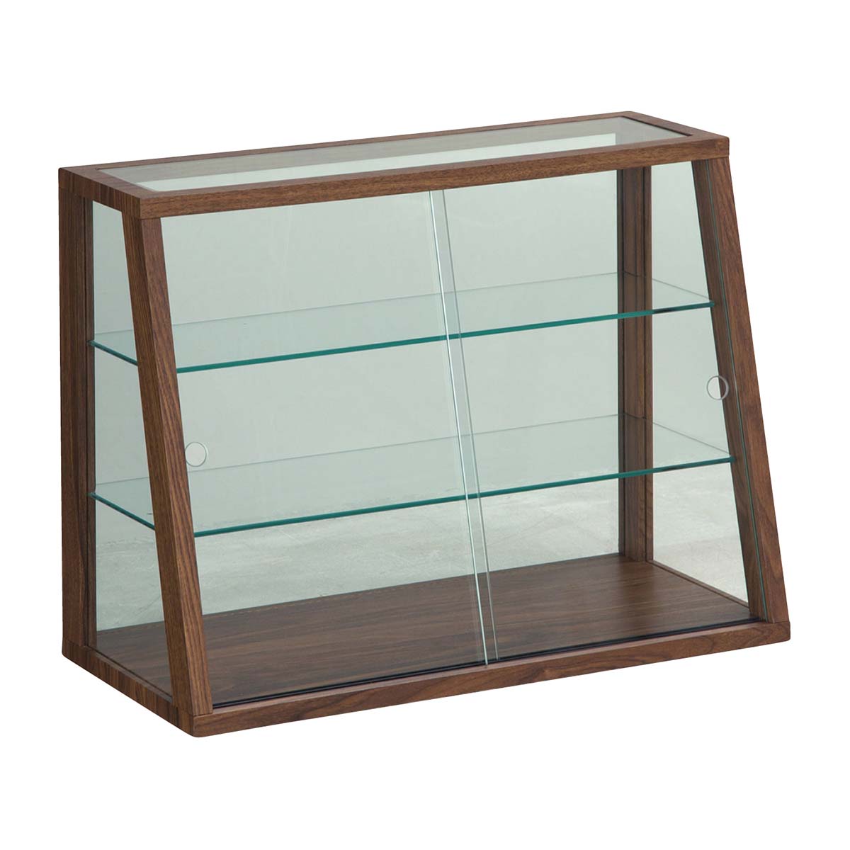 リブ ミニ木製ガラスショーケース ブラウン