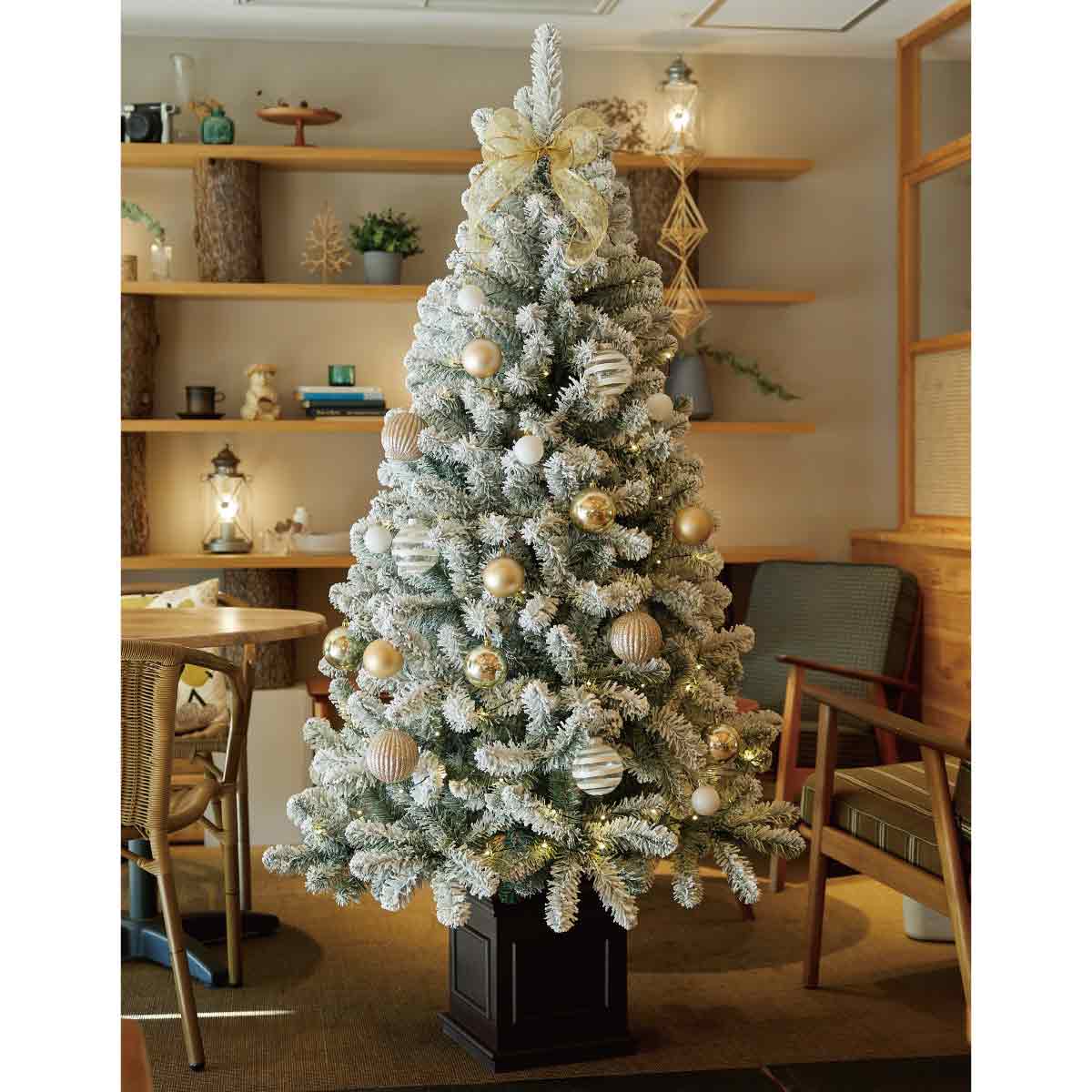 ウッドポットクリスマスツリーセット スノー［ストエキオリジナル］ 高