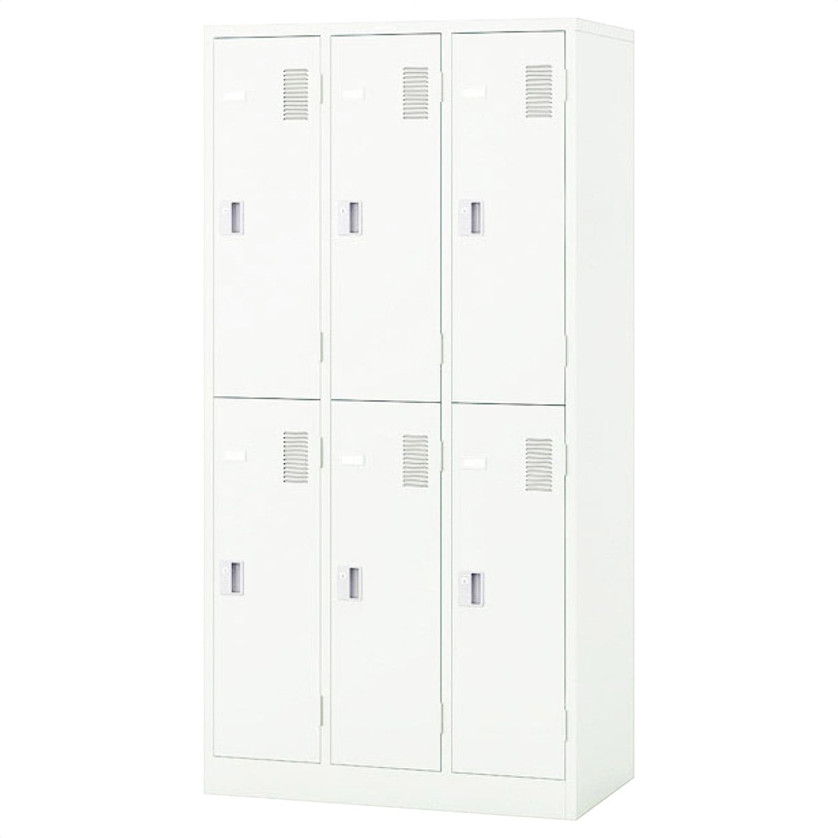 鍵付きスチール製ロッカー 2段 ホワイト 6人用