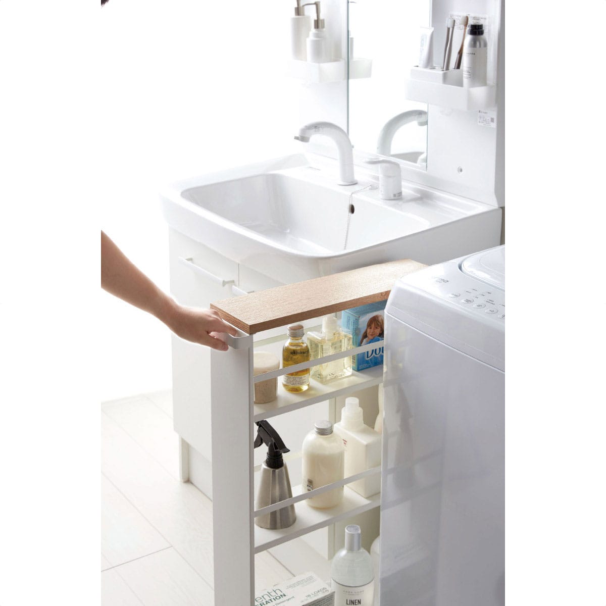 山崎実業 tower ハンドル付きスリムワゴン ホワイト