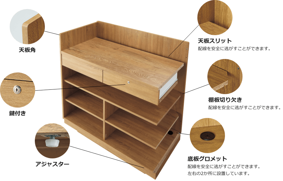 レジカウンター 三方枠タイプ 幅180cm ラスティック柄〔ストエキ