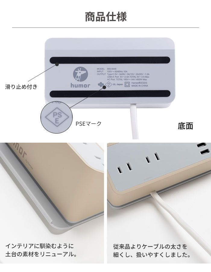 ちいかわ 充電器 多機能充電タップ humor AC&USB TAP COMPACT(頑張って)