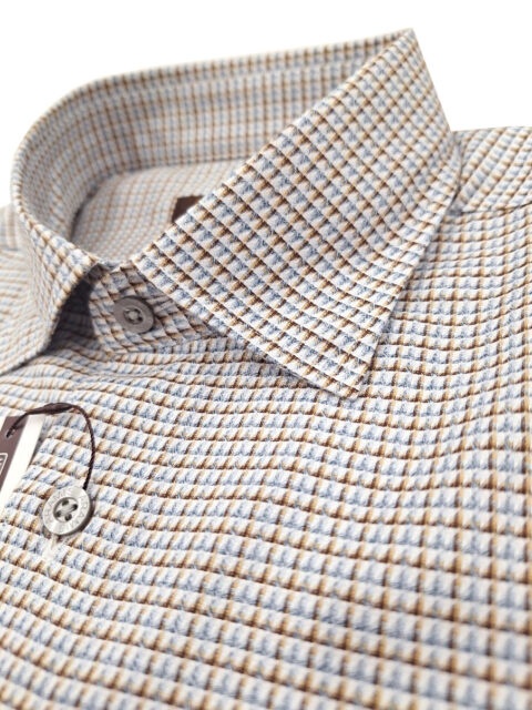 ARAMIS(アラミス）高級綿生地使用/日本縫製/小チェック/ブラウン/中肉