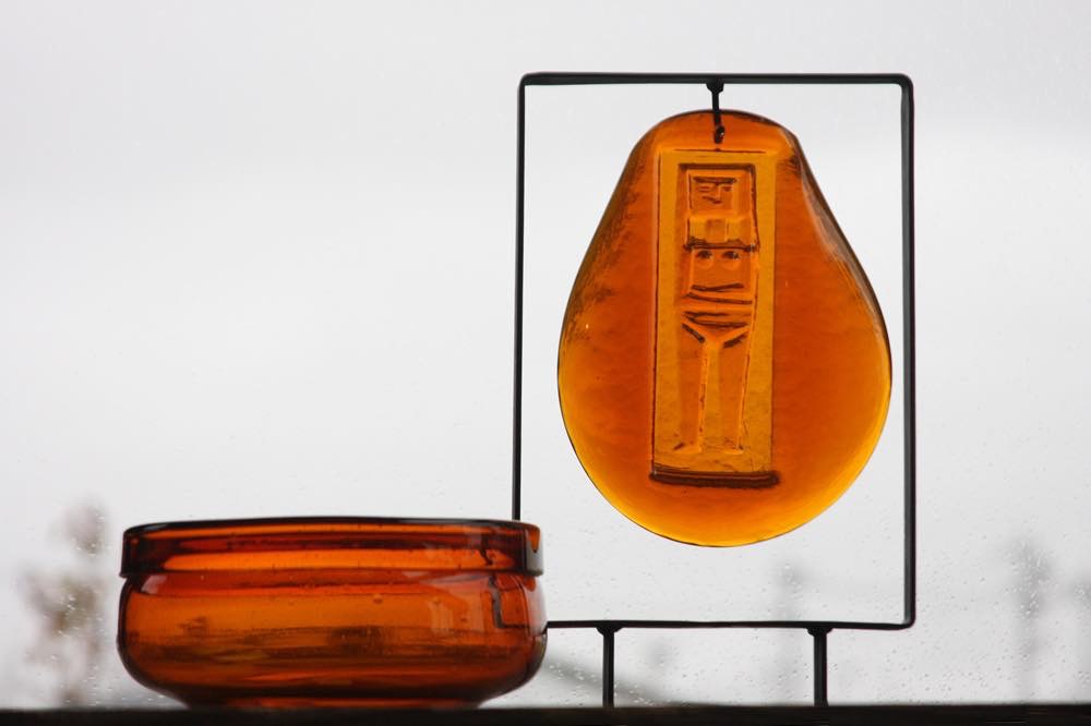 Erik Hoglundエリックホグラン/ BODA社製/ガラスオブジェ/アンバー