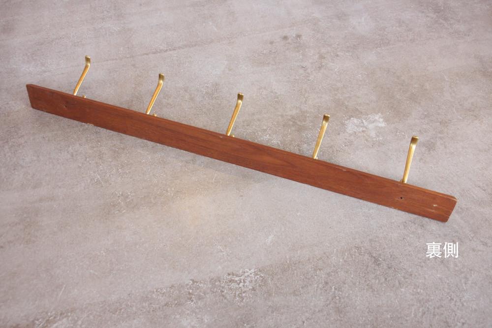 デンマーク製 /ヴィンテージチークウォールハンガー/フック/100cm