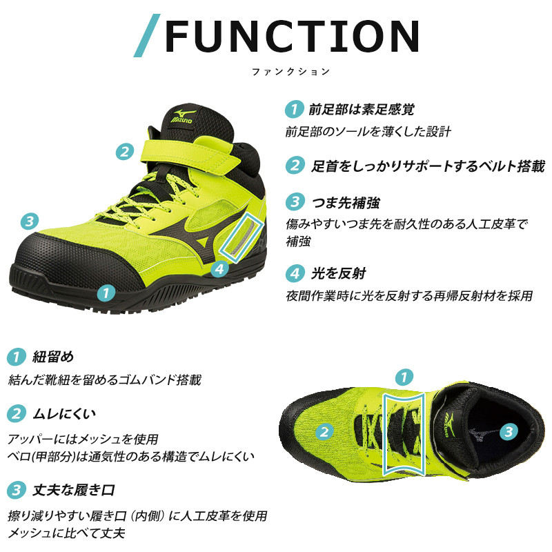 安全靴 安全スニーカー ミズノ F1GA2307 |サンワーク本店