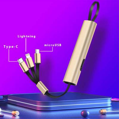 コンパクトに収納できるUSBケーブル。3IN1マルチ ケーブル 「名入れ