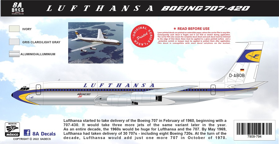 Lufthansa Boeing 707-420 8aDecs -7909-794-144