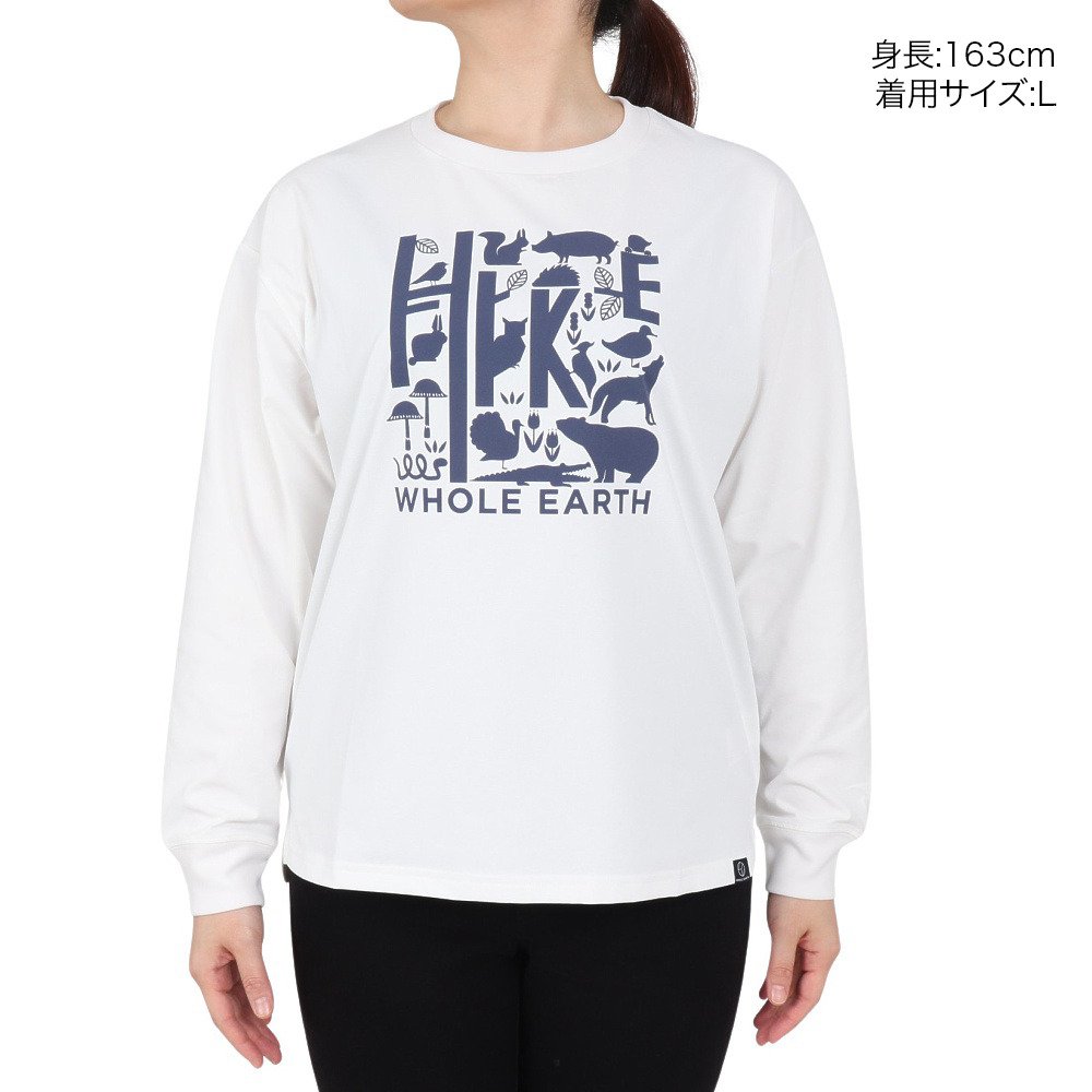 ホールアース（Whole Earth）（レディース）ロンT プリント長袖Tシャツ