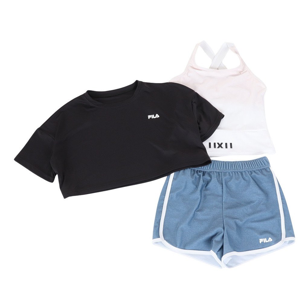 フィラ（FILA）（キッズ）UV カット 水着 ワンポイントロゴ 3点セット