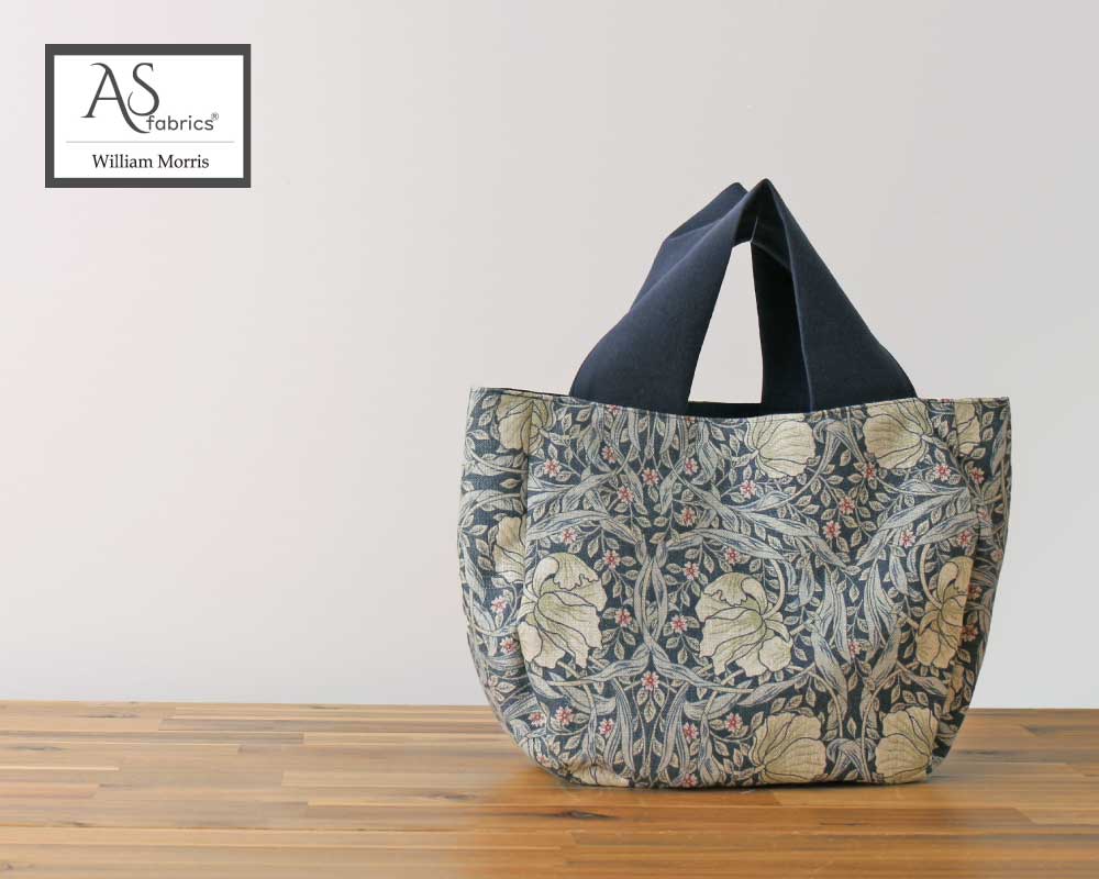 ☆【William Morris】MNI PIMPERNEL /Fog Navy ラウンドトートバッグ(M