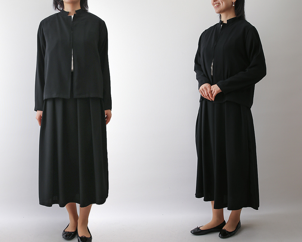 5mカット】バックサテンジョーゼットのブラックフォーマル（低