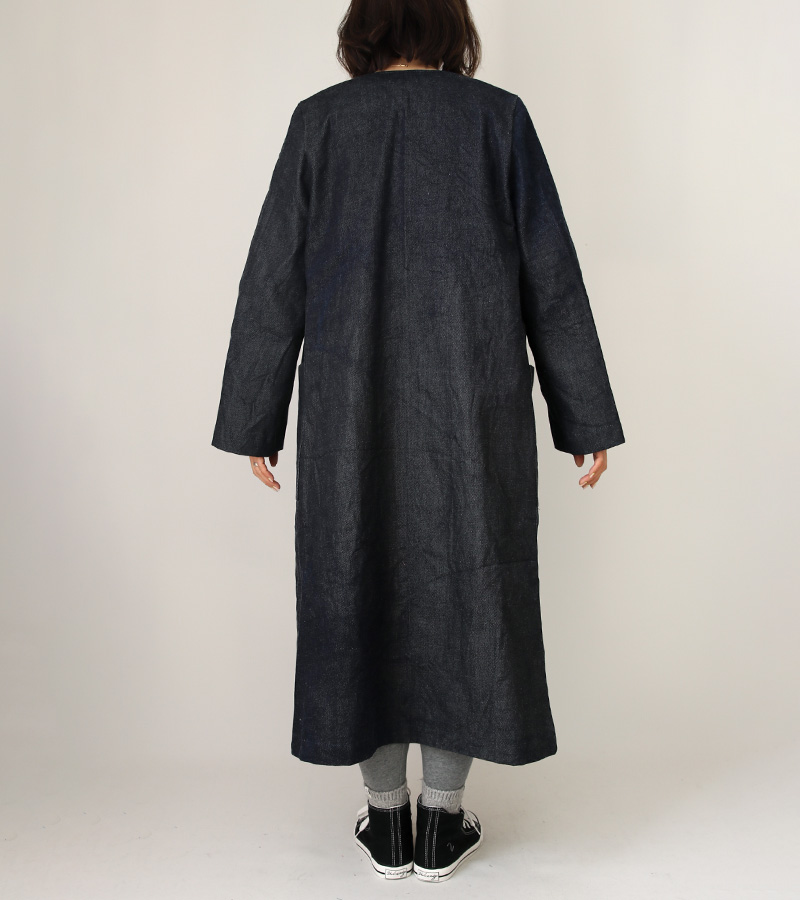 実物大型紙【No.611】ノーカラーの胸ダーツ入りコート(SML・2L) [M便 1