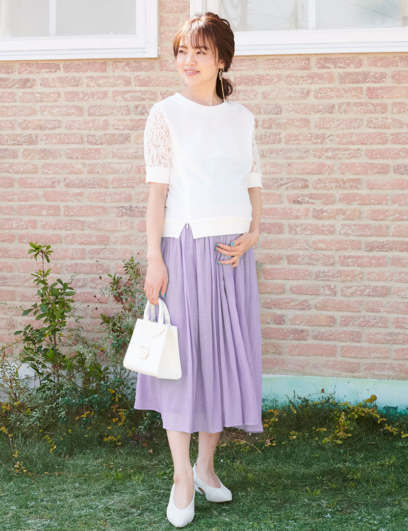 リバーシブル ロングスカート ワッシャー加工生地×しっとりレーヨン