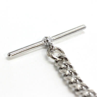 懐中時計用ダブルアルバートチェーン 錨チャーム付きシルバーカラー