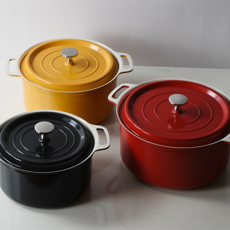 無水調理ができるセラミック加工IH対応両手鍋20cm(イエロー) HB-5725