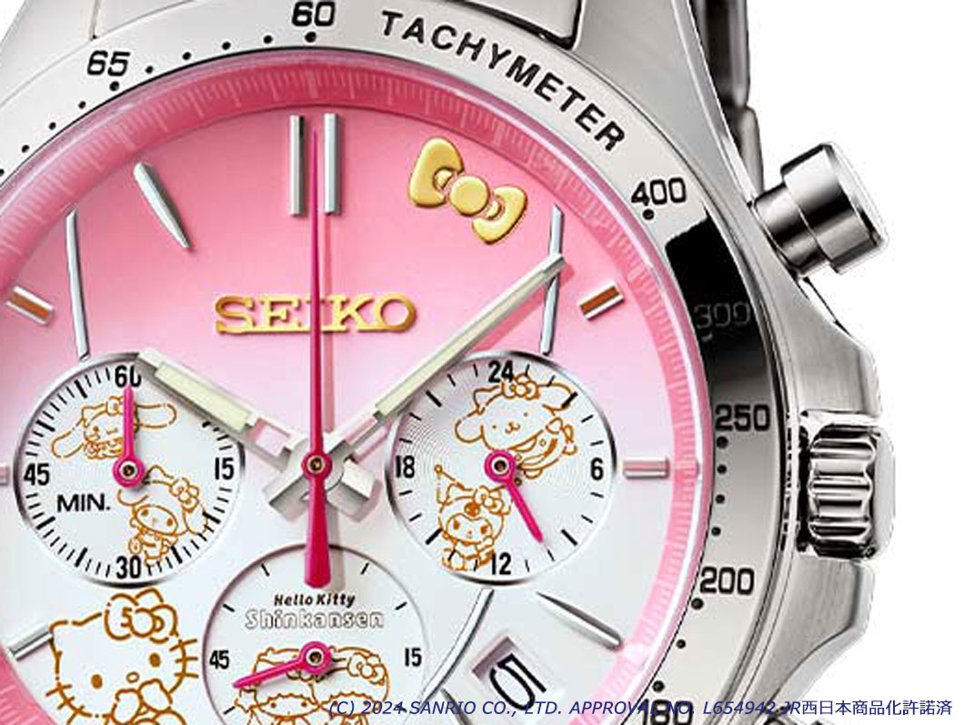 ハローキティ50周年記念【セイコー、クロノグラフモデル】文字盤に