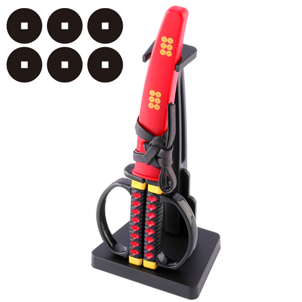 真田幸村「六文銭入り」日本刀鋏掛台付きINN-SW-32S