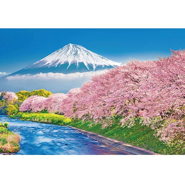 ジグソー日本の風景「富士と潤井川の桜並木」フレームセット（1000P）