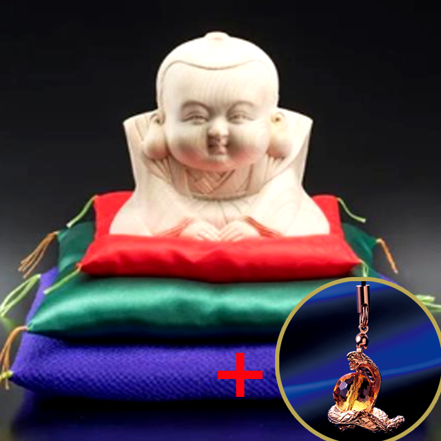 神木檜一杢彫り 幸運を招くだんだん福助[巳年最強運プレゼント！]