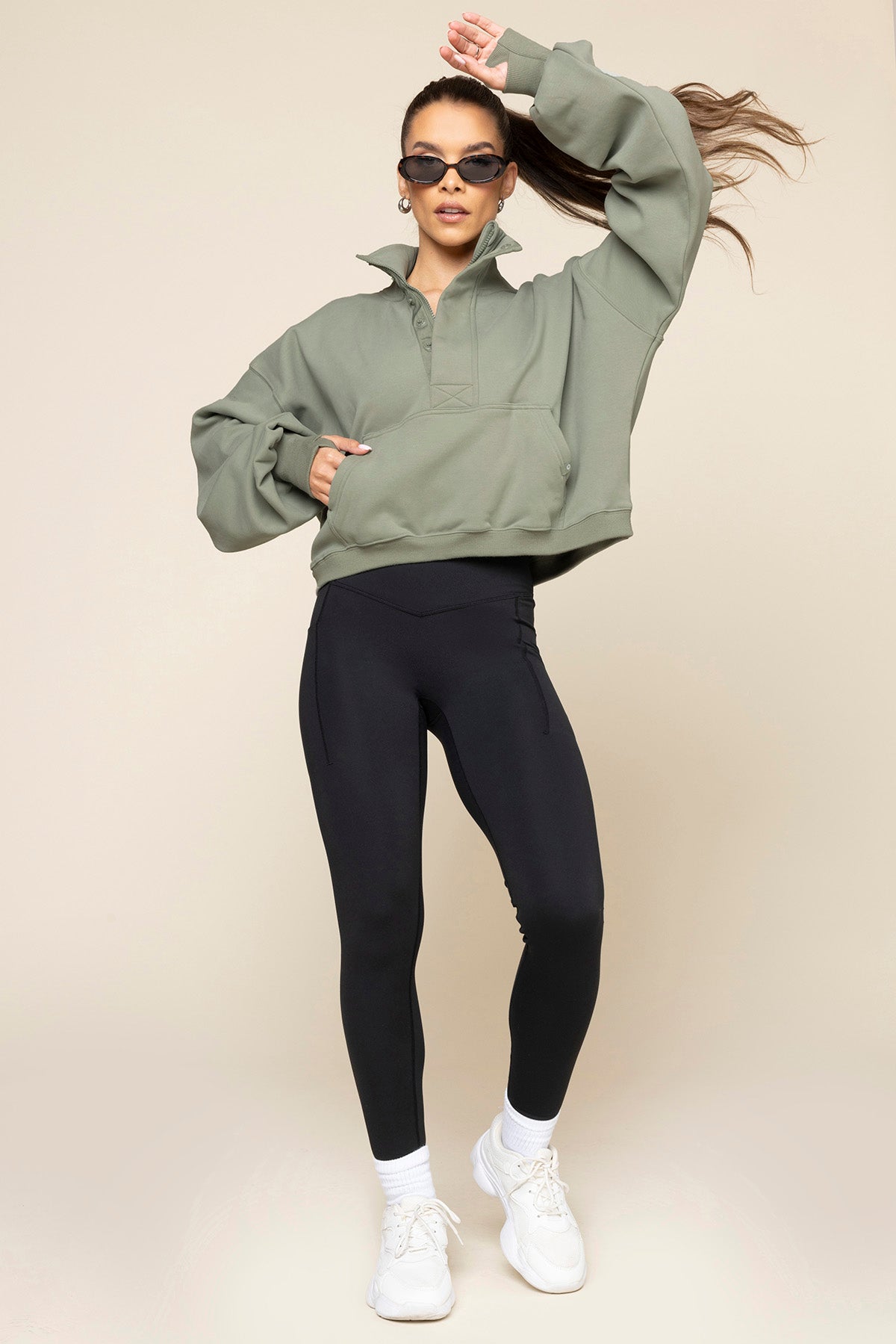 Ooey Gooey Crop Half Zip - Light Sage – POPFLEX®