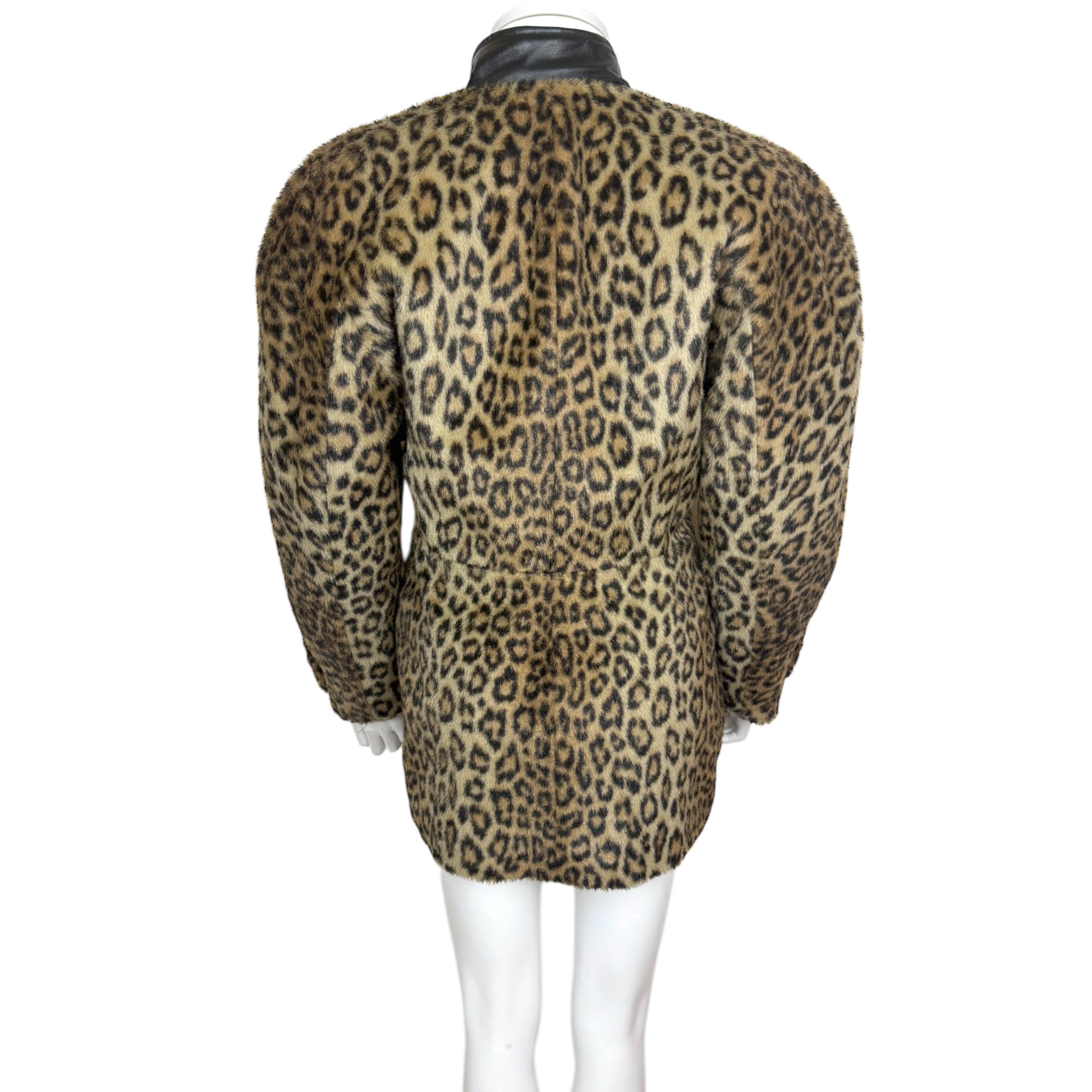 Vintage 1980s Jean-Claude Poitras Faux Leopard Fur Jacket