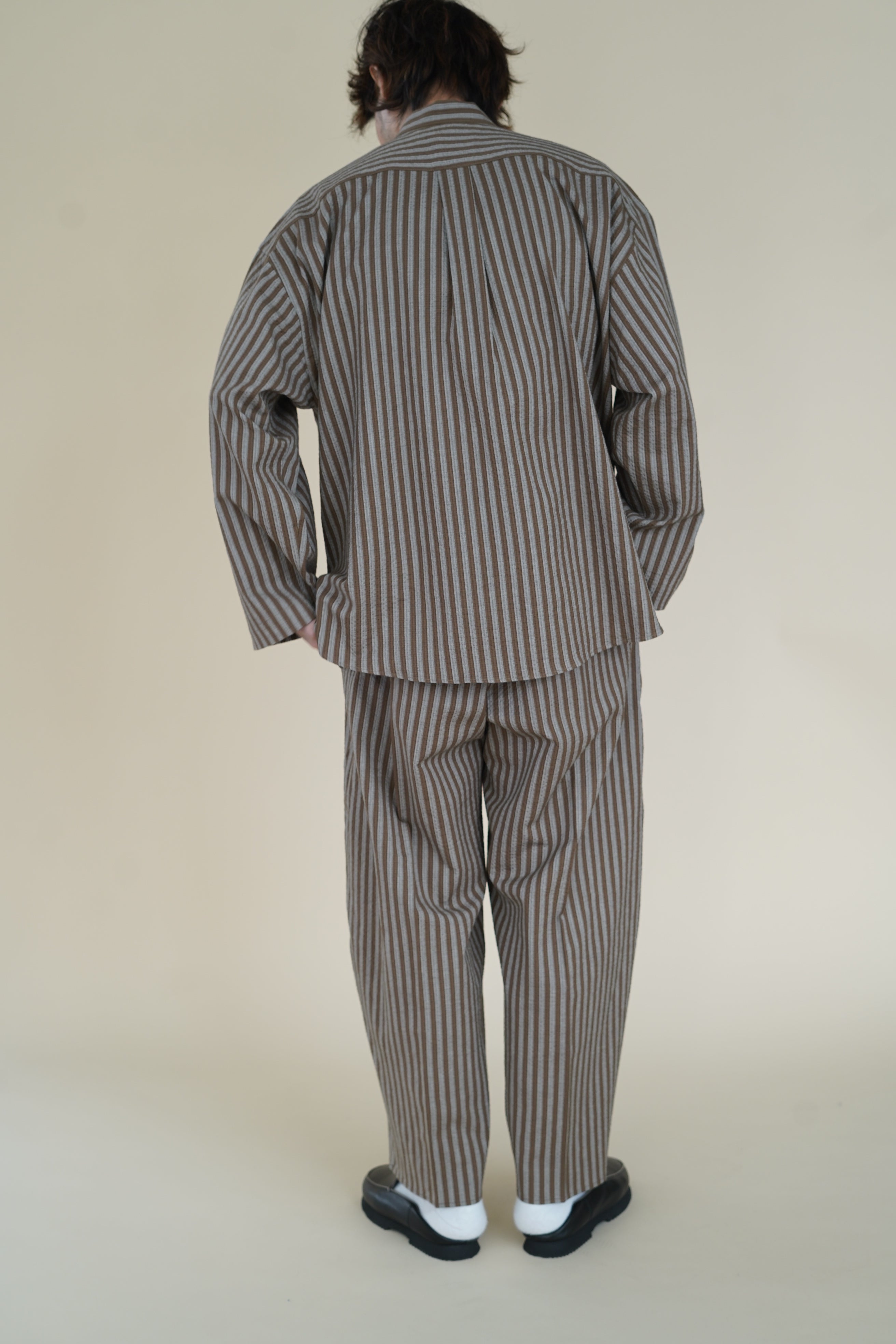 CRISTASEYA PYJAMA SHIRT in BROWN STRIPES – PORT