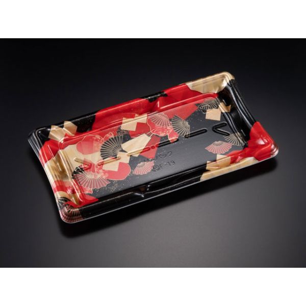 寿司容器 しきさい 1-5B 箔おうぎ赤 リスパック | テイクアウト容器の