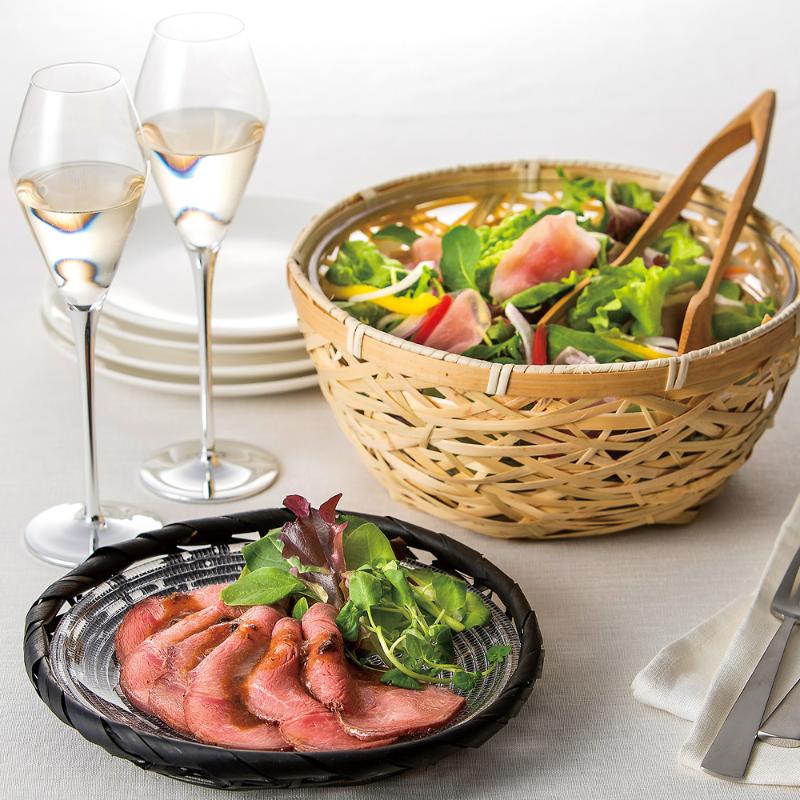 竹かご やたら編みプレートセット (M) 萬洋 | テイクアウト容器の通販