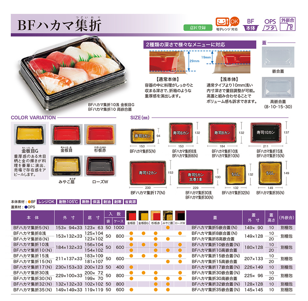 BFハカマ集折（つどいおり） - 包装資材・食品容器のパックウェブ.ビズ