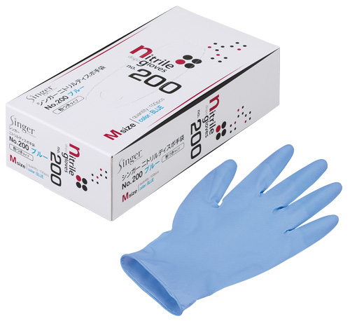 シンガーニトリルディスポ№200ブルー粉付S 1箱100枚入