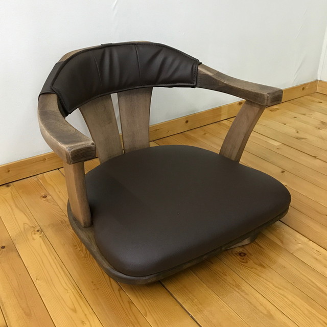 タモ無垢材 座椅子 (1脚) C-123DX(回転)レザー