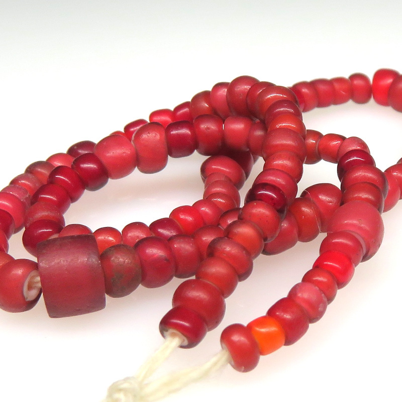 ヴェネチアンビーズ/ホワイトハーツ/金赤+血赤ホワイトハーツ 短連