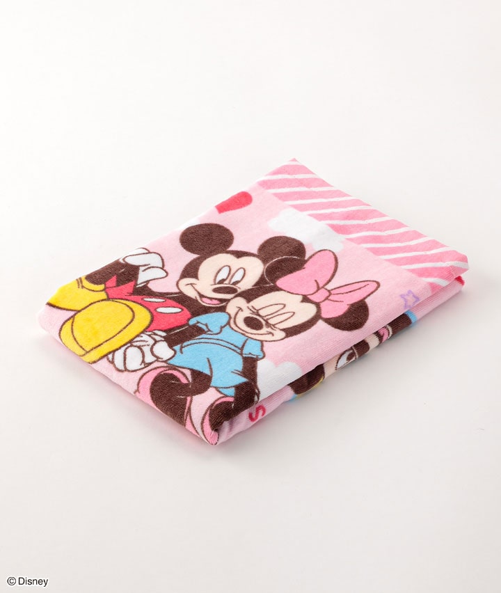 Disney】（ミッキー＆ミニー）バスタオル(60×120㎝ ピンク