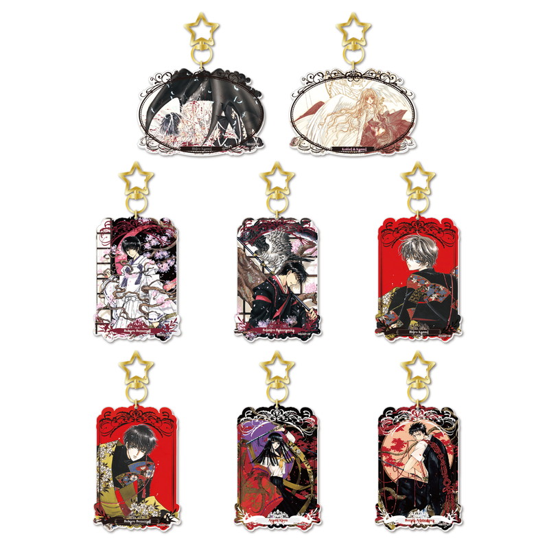 CLAMP『X』美麗イラスト使用のスクエア缶バッジ＆アクリルマスコットが