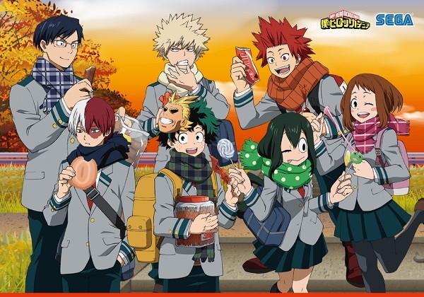 TVアニメ『ヒロアカ』セガコラボカフェ開催。マフラー姿で駄菓子を