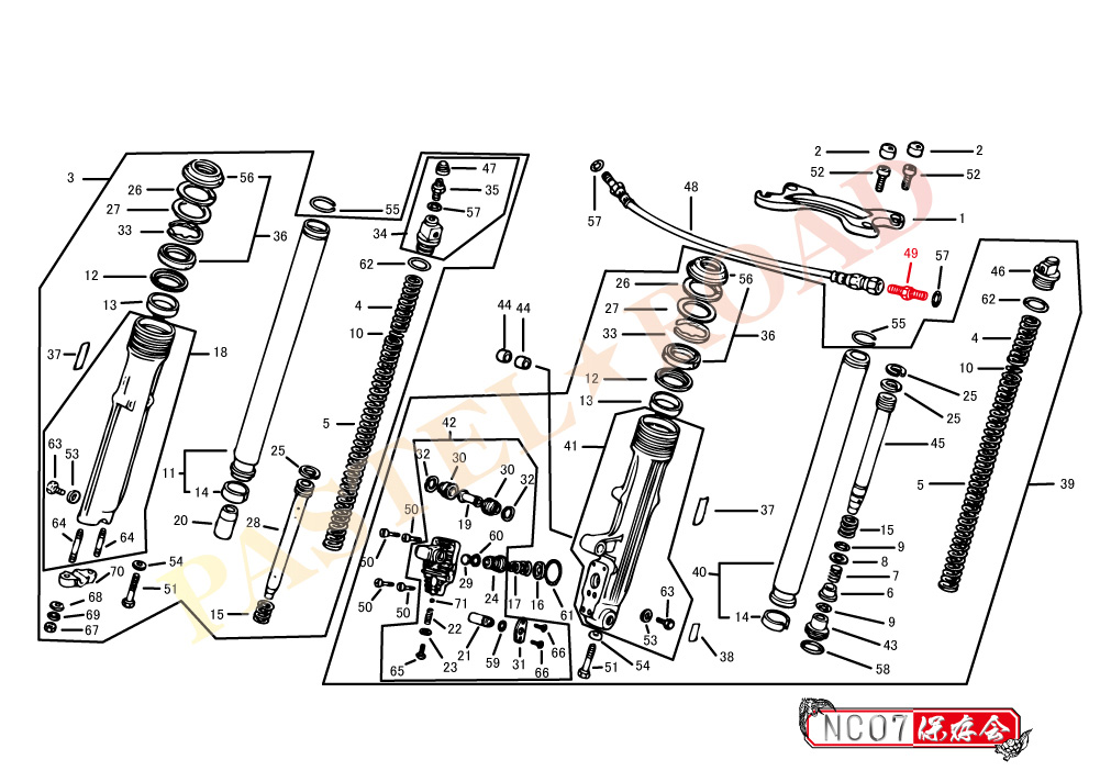 フロントフォークエアーホースジョイント / パステルロード