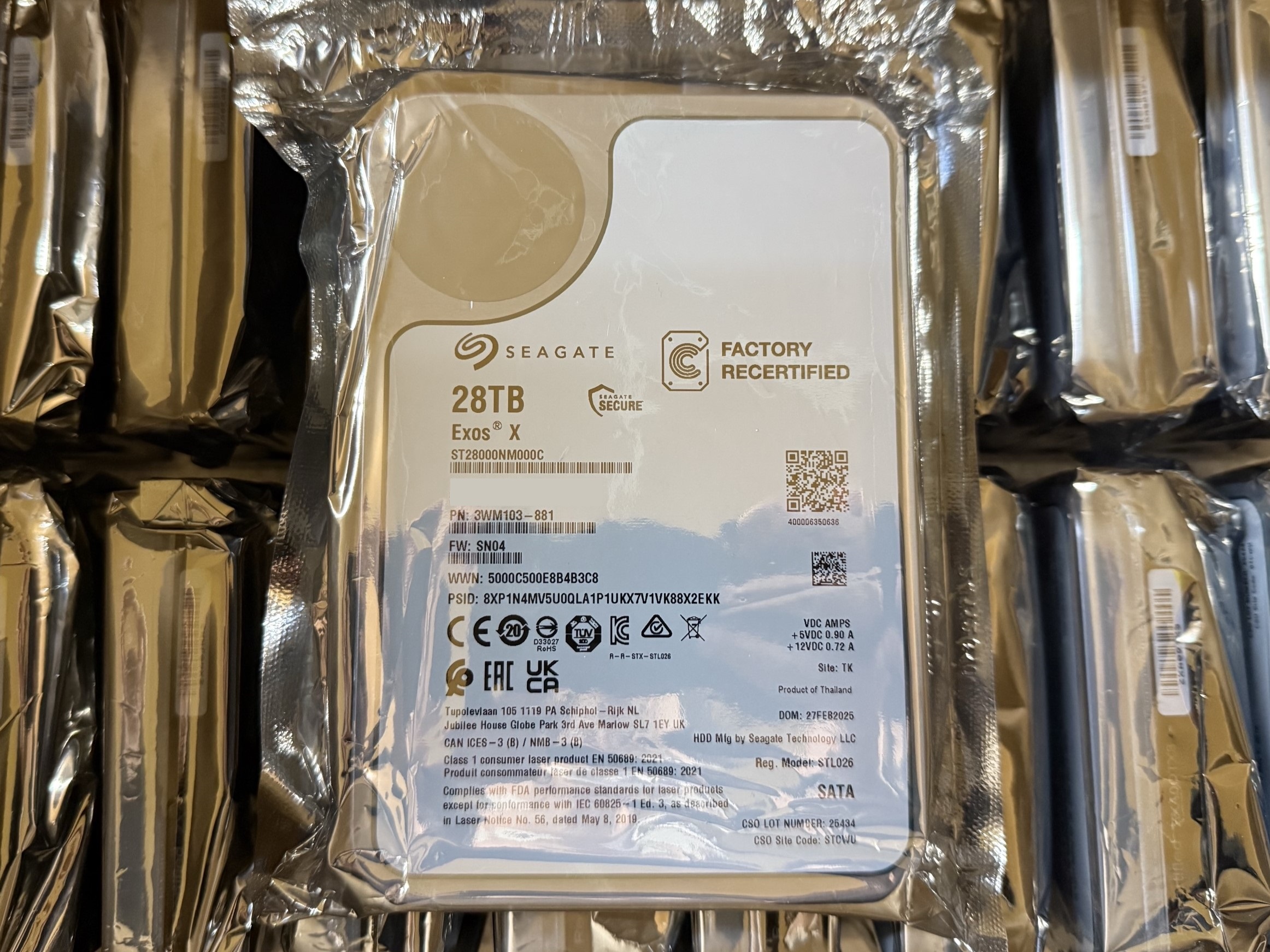 メーカー再生品】Seagate EXOS ST28000NM000C 28TB NL-SATA 30日保証