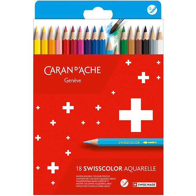 水溶性色鉛筆 18色 CARAN D'ACHE カランダッシュ 色鉛筆 スイスカラー