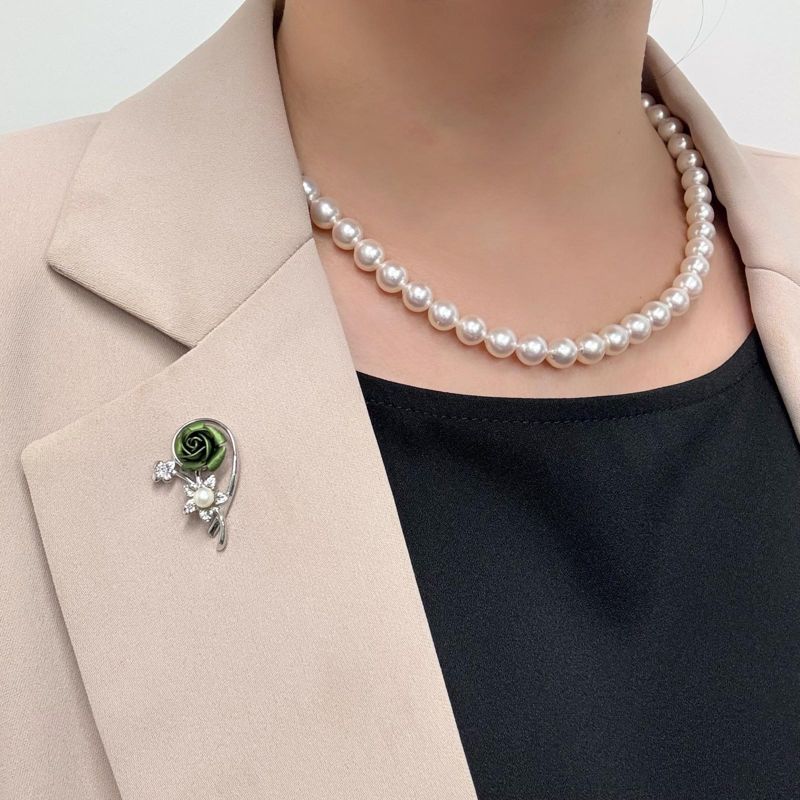 パールブローチ 薔薇 アコヤ本真珠 ベビーパール ピンブローチ