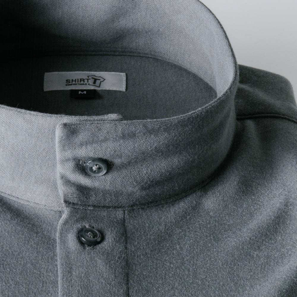 ワイシャツ[SHIRT-T] ラップネックカラー グレー【秋冬向け素材