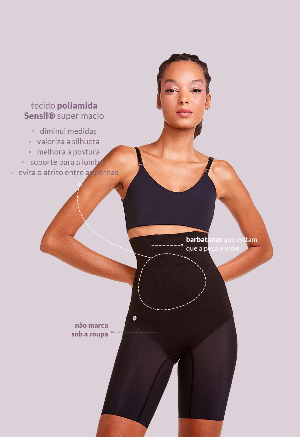 Bermuda Modeladora Abdominal Invisivel Com Barbatana Reduz Atrito