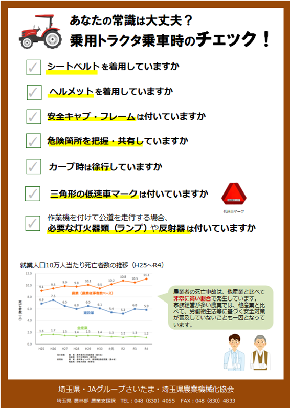 令和7年度「秋の農作業事故ゼロ運動」実施中！ - 埼玉県