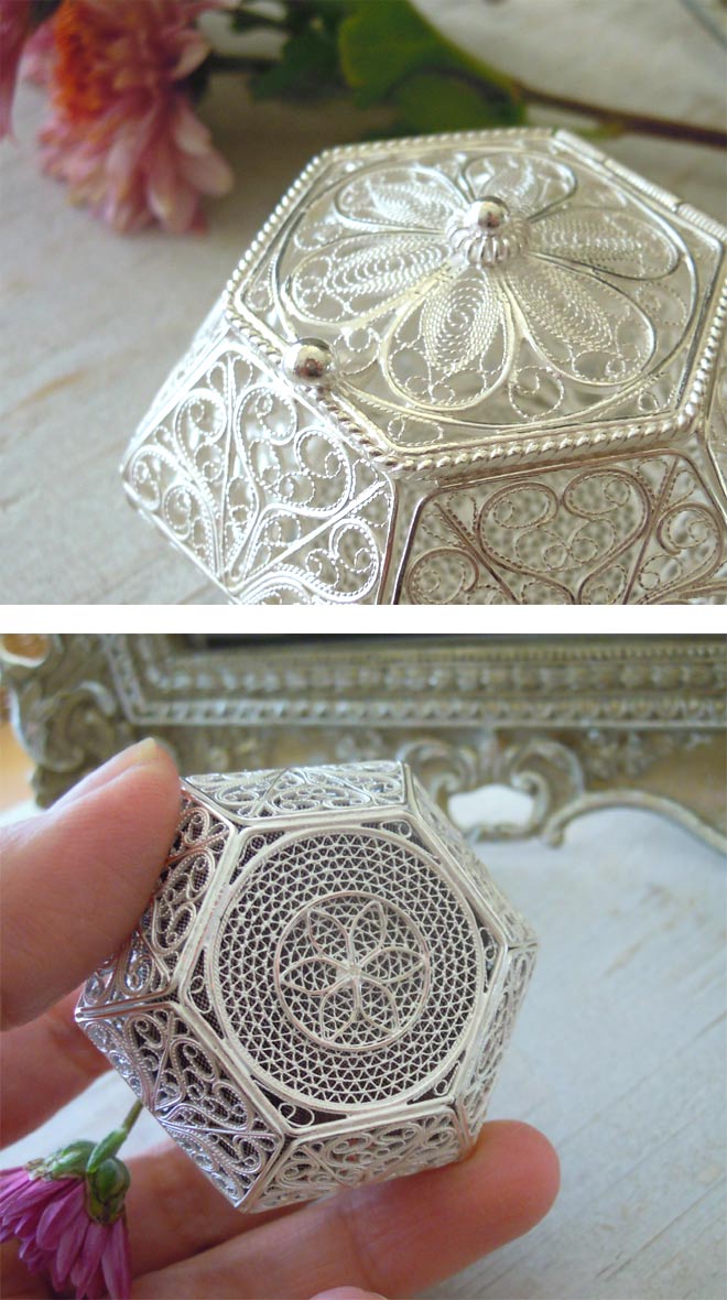 ジュエリーケース】銀線細工で精密に作った入れ物・Mサイズジュエリー