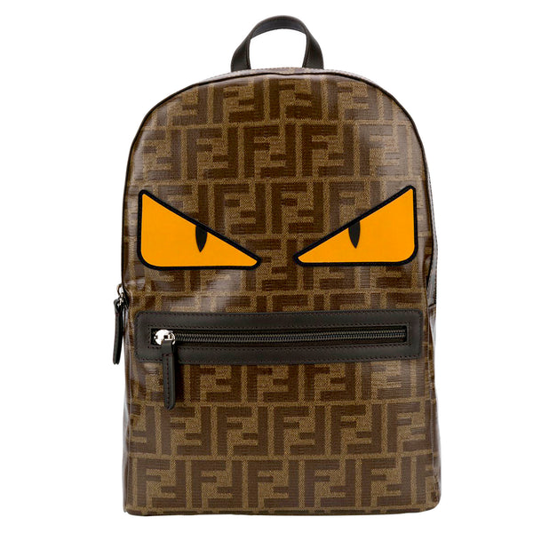 Fendi Allover Logo Print Backpack with Monster eyes - PureAtlanta.com