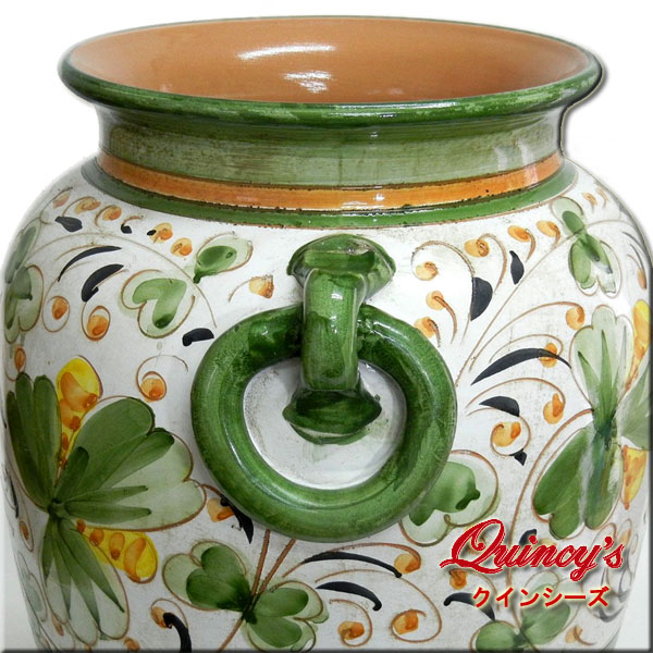 3948】イタリア製 陶器傘立て マヨリカ焼 花柄 - クインシーズ