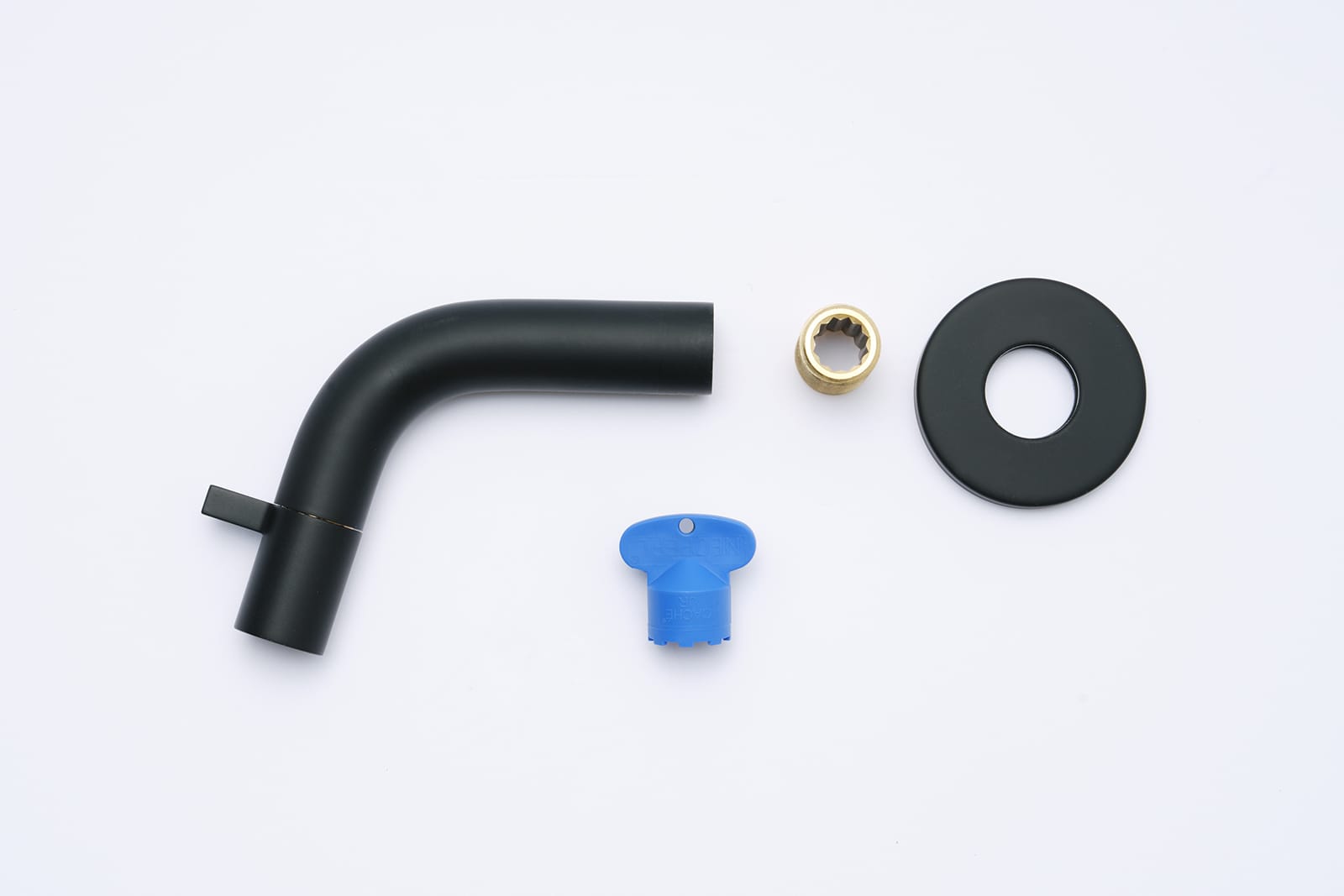 壁付けスパウトレバー水栓 洗面用 マットブラック L107 | KB-TP011-03