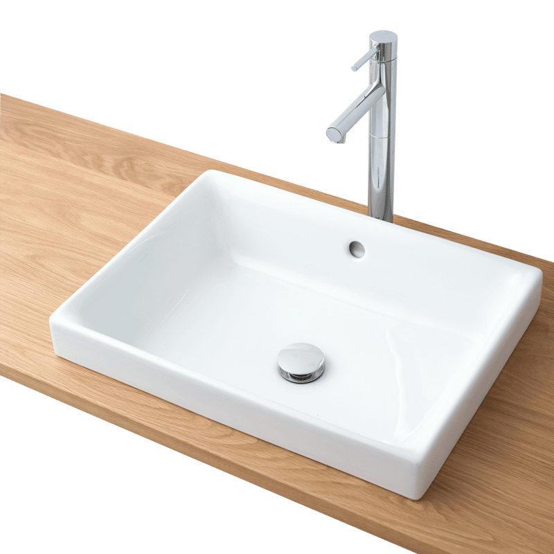 木の洗面カウンター スクエア洗面器 ローライズ 壁水栓用 | KB-PR013
